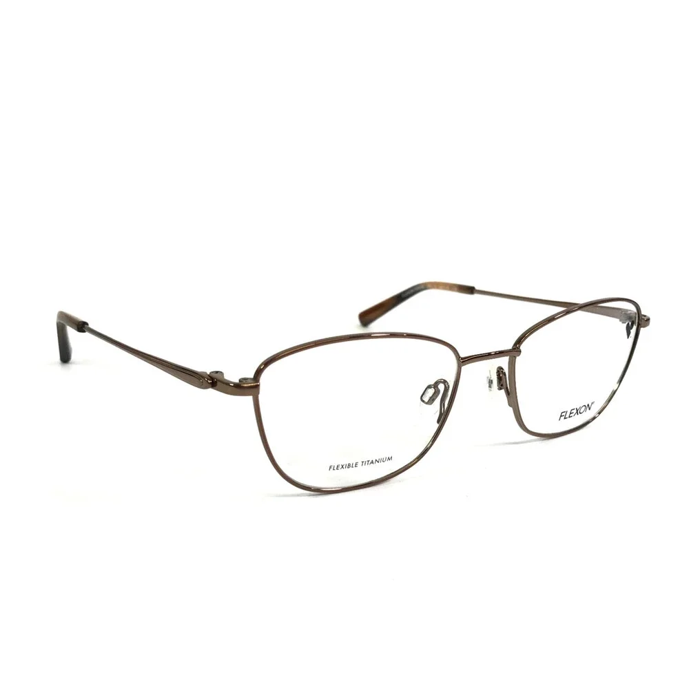 Flexon Eyeglasses Frames W3038 232 Shiny Taupe Brown Cat Eye Titanium 52-18-135